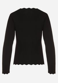 Born2be - Czarny Sweter z Wiskozą Ozdobiony Falbankami Mevita. Typ kołnierza: kołnierz z falbankami. Kolor: czarny. Materiał: wiskoza. Wzór: aplikacja. Styl: elegancki, klasyczny #5