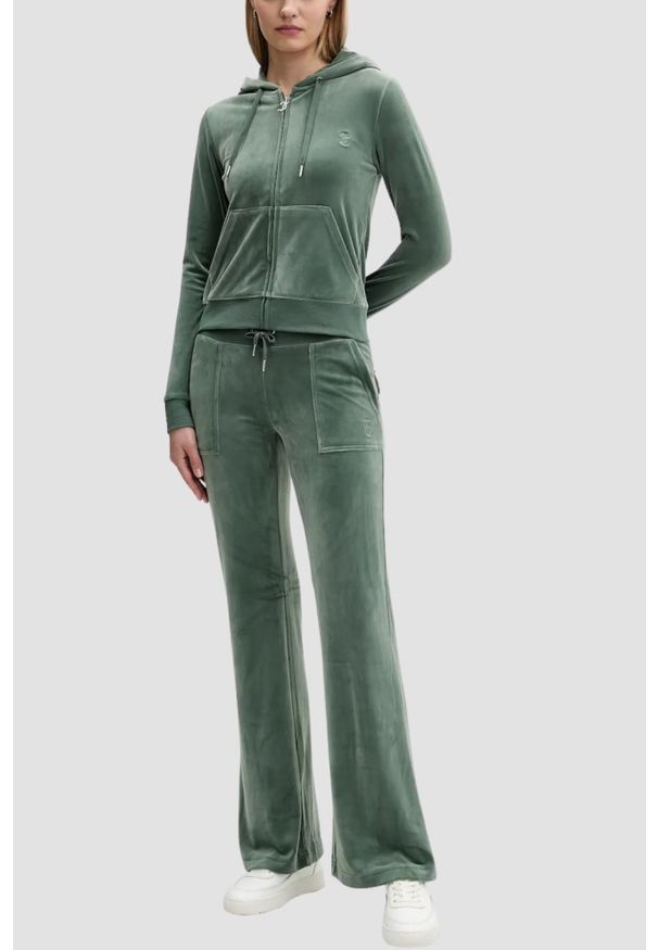 Juicy Couture - JUICY COUTURE Zielone damskie spodnie dresowe Layla Low Rise Pocket, Rozmiar XS. Kolor: zielony. Materiał: dresówka