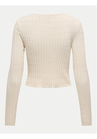 only - ONLY Sweter Meddi 15339582 Beżowy Cropped Fit. Kolor: beżowy. Materiał: wiskoza #7