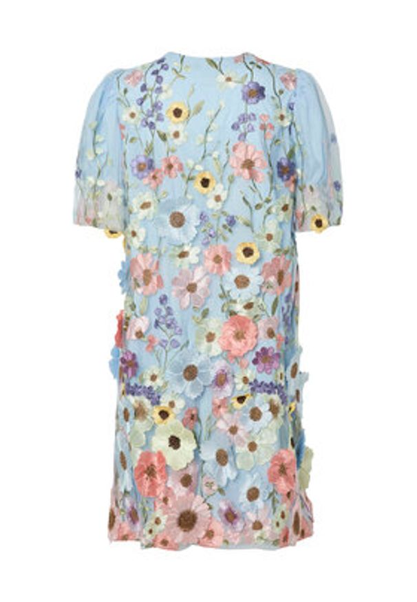 YAS Sukienka koktajlowa Flowering 26037387 Błękitny Loose Fit. Kolor: niebieski. Materiał: syntetyk. Styl: wizytowy