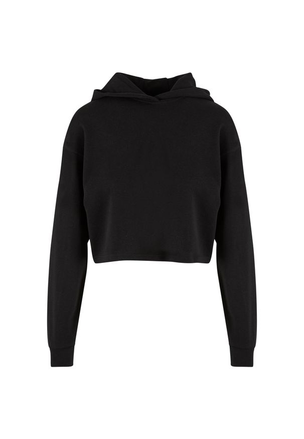 Krótkia damska bluza z kapturem w oversize'owym fasonie Urban Classics. Typ kołnierza: kaptur. Kolor: czarny. Materiał: bawełna, poliester. Długość: krótkie