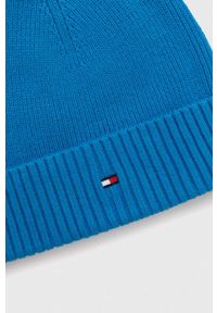TOMMY HILFIGER - Tommy Hilfiger czapka z domieszką kaszmiru kolor niebieski z cienkiej dzianiny. Kolor: niebieski. Materiał: kaszmir, dzianina. Wzór: ze splotem #2
