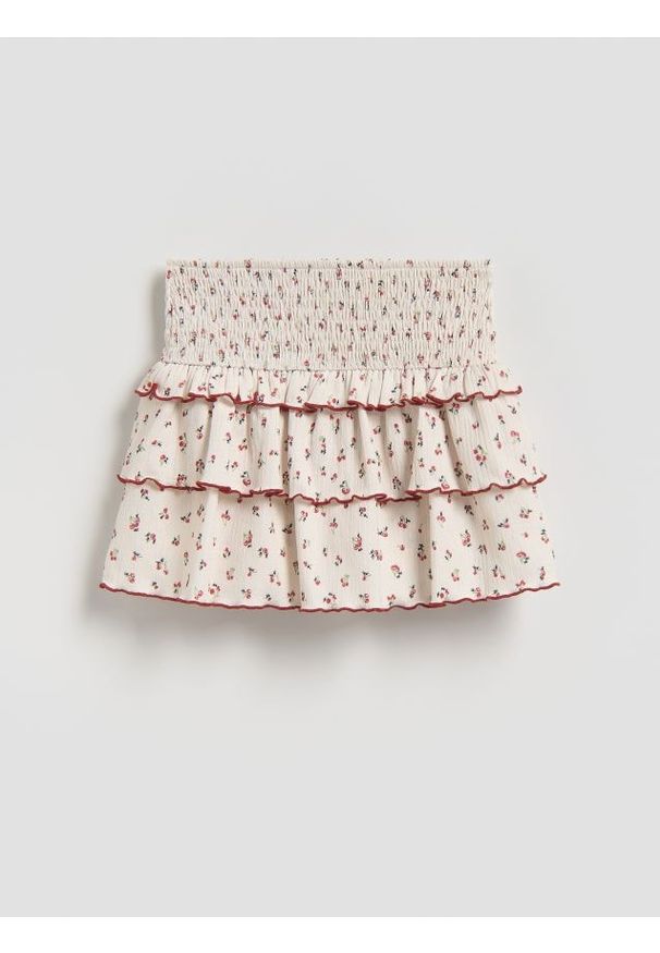 Reserved - Spódnica we wzory - złamana biel. Materiał: tkanina