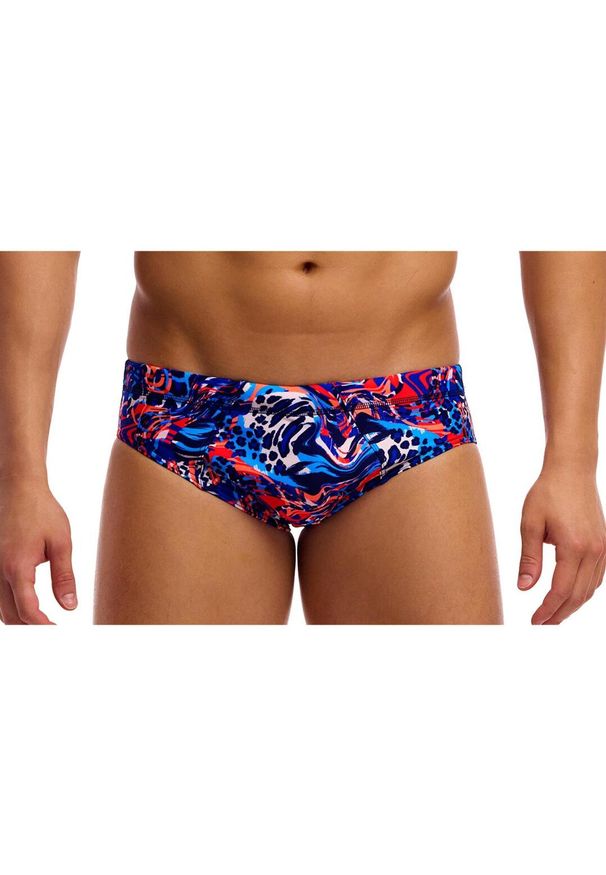 FUNKY TRUNKS - Kąpielówki męskie Funky Trunks Mad Cat - slipy. Kolor: niebieski