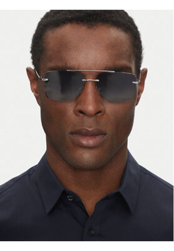 Trussardi Jeans - Trussardi Okulary przeciwsłoneczne TSM3025 Granatowy. Kolor: niebieski