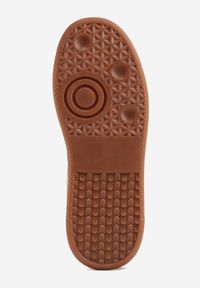 Renee - Beżowe Sneakersy Skórzane w Stylu Tenisówek z Geometrycznym Wzorem Eshiryla. Okazja: na co dzień. Kolor: beżowy. Materiał: skóra. Wzór: geometria #7