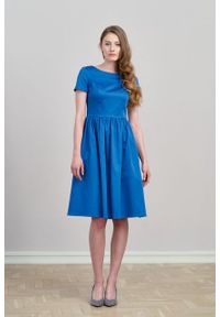 Marie Zélie - Sukienka Melania bawełna z elastanem niebieska. Kolor: niebieski. Materiał: bawełna, elastan. Długość rękawa: krótki rękaw #6