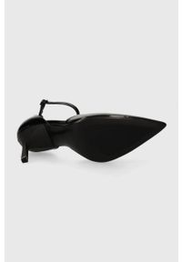 Calvin Klein szpilki skórzane GEO STIL PUMP W ANKL STRP 90-PAT kolor czarny HW0HW01826. Zapięcie: klamry. Kolor: czarny. Materiał: skóra. Obcas: na szpilce. Wysokość obcasa: średni #3