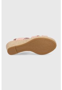 TOMMY HILFIGER - Tommy Hilfiger sandały SEASONAL WEBBING MID WEDGE damskie kolor różowy na koturnie FW0FW07091. Zapięcie: klamry. Kolor: różowy. Materiał: bawełna, guma. Obcas: na koturnie #2