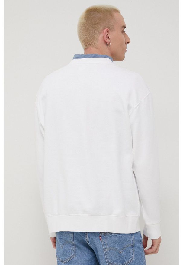Levi's® - Levi's bluza męska kolor biały z nadrukiem. Okazja: na spotkanie biznesowe. Kolor: biały. Materiał: dzianina, włókno. Wzór: nadruk. Styl: biznesowy