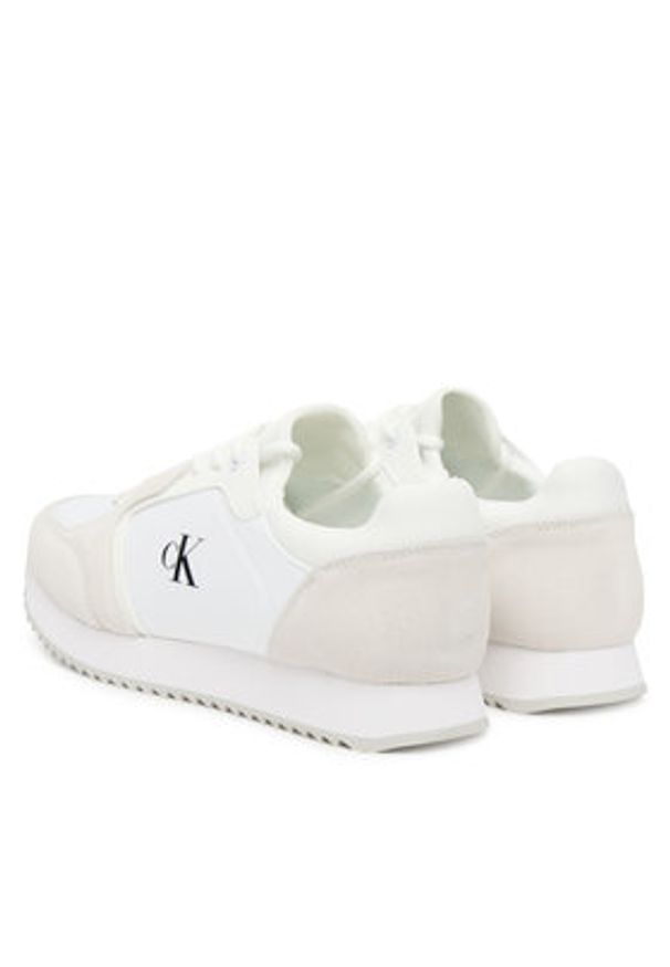 Calvin Klein Jeans Sneakersy Runner Laceup Sock Mg Nylon Mix YW0YW01644 Biały. Kolor: biały. Materiał: skóra