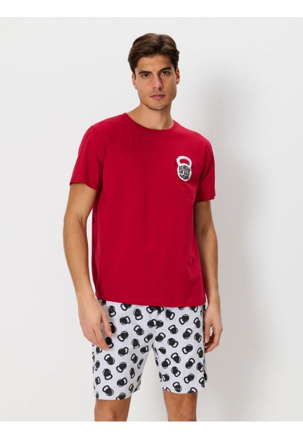 Sinsay - Piżama dwuczęściowa - czerwony. Kolor: czerwony. Materiał: guma. Długość: krótkie