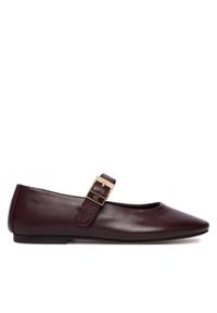 TOMMY HILFIGER - Tommy Hilfiger Baleriny Buckle Leather Ballerina FW0FW09684 Brązowy. Kolor: brązowy. Materiał: skóra #1