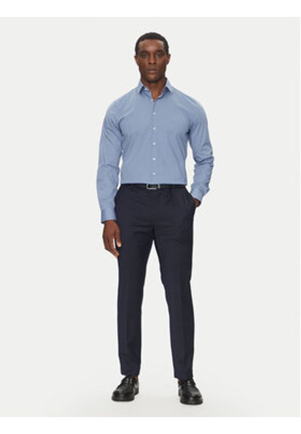 Calvin Klein Koszula Poplin Stretch Slim Shirt K10K108229 Niebieski Slim Fit. Kolor: niebieski. Materiał: bawełna