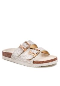 Klapki MICHAEL KORS KIDS Lorek Monogram MK100420 Vanilla. Kolor: beżowy. Materiał: skóra #1