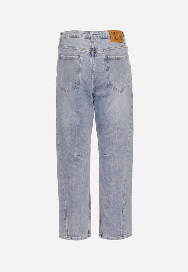 Born2be - Jasnoniebieskie Bawełniane Jeansy o Fasonie Boyfriend z Przetarciami Aasore. Okazja: na co dzień. Kolor: niebieski. Styl: klasyczny, elegancki, casual