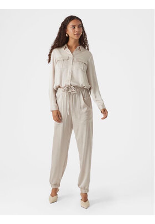 Vero Moda Spodnie materiałowe Marys 10300405 Écru Loose Fit. Materiał: syntetyk