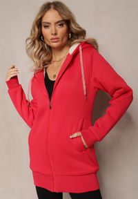Renee - Czerwona Bluza ze Sztucznym Futerkiem i Kapturem oraz Kieszeniami Creactia. Kolor: czerwony. Materiał: futro #5