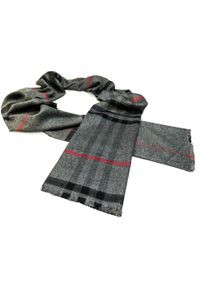 Mmer / Villaro - Koszule męskie - Szaro-czerwony szalik męski R14. Kolor: szary, wielokolorowy, czerwony. Materiał: wiskoza #1