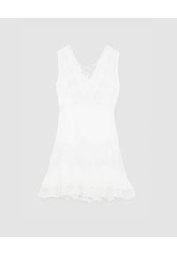 Patrizia Pepe - PATRIZIA PEPE - Biała mini sukienka z haftem. Kolor: biały. Materiał: koronka, materiał. Wzór: haft. Styl: wakacyjny. Długość: mini #2