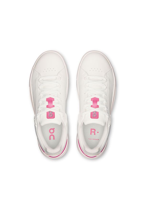 On - ON The Roger Advantage White | Pink Sneakersy damskie. Okazja: na spacer, na co dzień. Kolor: biały. Materiał: skóra. Szerokość cholewki: normalna. Sport: turystyka piesza, tenis