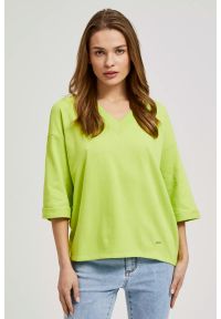 MOODO - Bluza z rękawami 3/4 zielona. Kolor: zielony