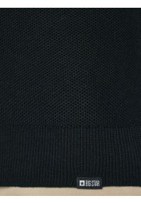 Big-Star - Sweter męski rozpinany ze stójką czarny Olafi 906. Okazja: na co dzień. Typ kołnierza: kołnierzyk stójkowy. Kolor: czarny. Materiał: jeans, dzianina. Wzór: ze splotem. Styl: klasyczny, casual