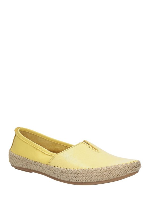 Jana - Espadryle skórzane jana 8-24601-28/8. Kolor: żółty. Materiał: skóra