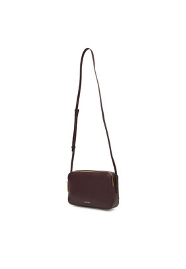 Calvin Klein Torebka Foil Logo Elongated Camera Bag LV04F3276G Bordowy. Kolor: czerwony. Materiał: skórzane