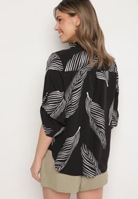 Born2be - Czarna Koszula z Bawełną we Wzór Liści Lumavaie. Okazja: na co dzień. Kolor: czarny. Materiał: bawełna. Styl: elegancki, casual #4