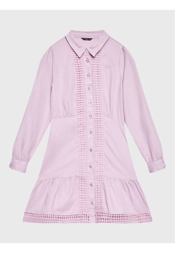 Guess Sukienka koszulowa J3RK04 WE8R0 Różowy Regular Fit. Kolor: różowy. Materiał: lyocell. Typ sukienki: koszulowe
