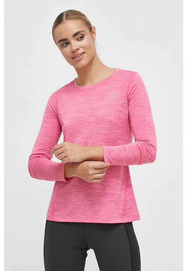 Mizuno longsleeve do biegania Impulse Core kolor różowy. Kolor: różowy. Materiał: skóra. Długość rękawa: długi rękaw