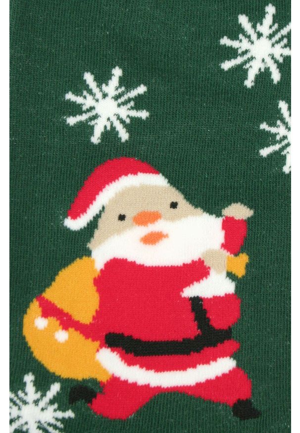 Świąteczne Skarpetki - Alties - Mikołaj, Zielone Tło, Płatki Śniegu. Kolor: wielokolorowy. Materiał: poliester, bawełna, elastan