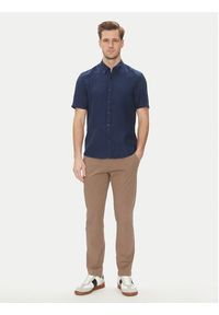 Michael Kors Koszula CS1400I4YT Granatowy Slim Fit. Kolor: niebieski. Materiał: len #3