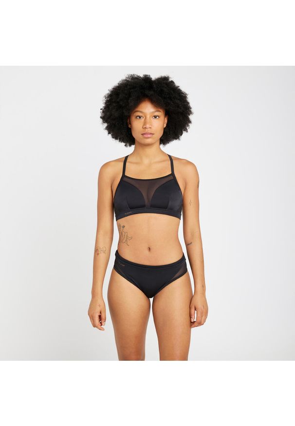 OLAIAN - Góra kostiumu kąpielowego surfingowego damska Olaian Elise. Kolor: czarny. Materiał: poliester, poliamid, materiał, elastan