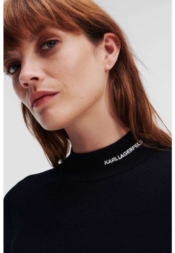 Karl Lagerfeld - KARL LAGERFELD Czarny golf damski Classic Turtle Neck, Rozmiar XL. Typ kołnierza: golf. Kolor: czarny. Materiał: poliester, wiskoza. Styl: elegancki