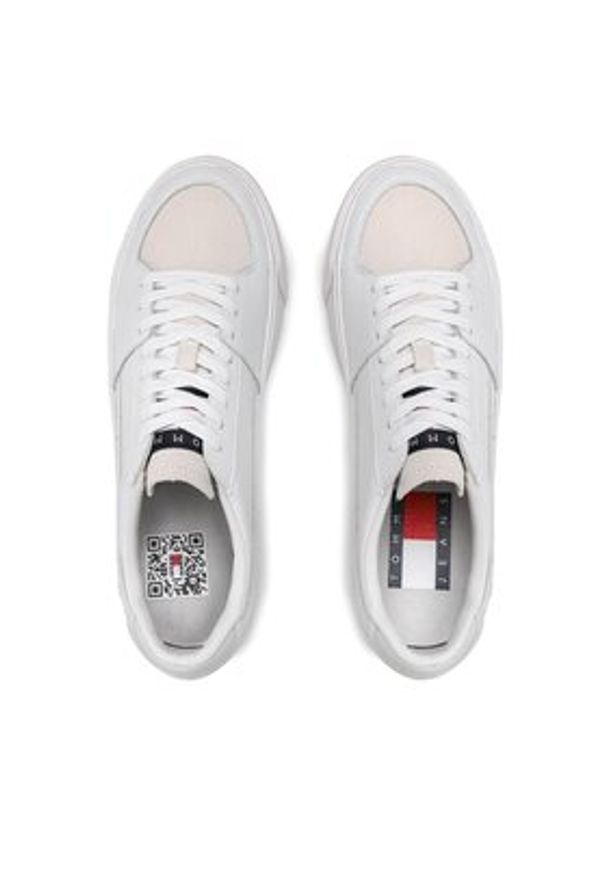 Tommy Jeans Sneakersy Vulcanized Ess EM0EM01106 Biały. Kolor: biały. Materiał: skóra