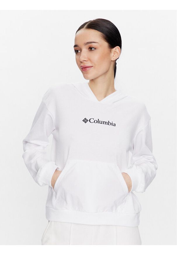 columbia - Columbia Bluza Logo 2032871 Biały Regular Fit. Kolor: biały. Materiał: bawełna
