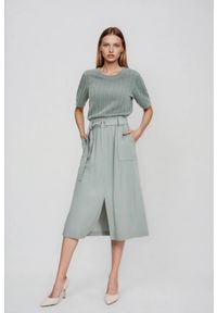 MOODO - Spódnica z wiskozy oliwkowa. Kolor: oliwkowy. Materiał: wiskoza #1