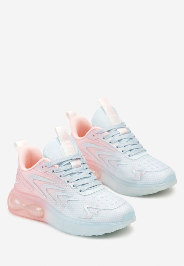 Renee - Niebiesko-Różowe Buty Sportowe Sneakersy na Płaskiej Podeszwie ze Sznurowaniem Risannie. Okazja: na co dzień. Zapięcie: sznurówki. Kolor: niebieski. Materiał: dresówka. Szerokość cholewki: normalna. Obcas: na płaskiej podeszwie