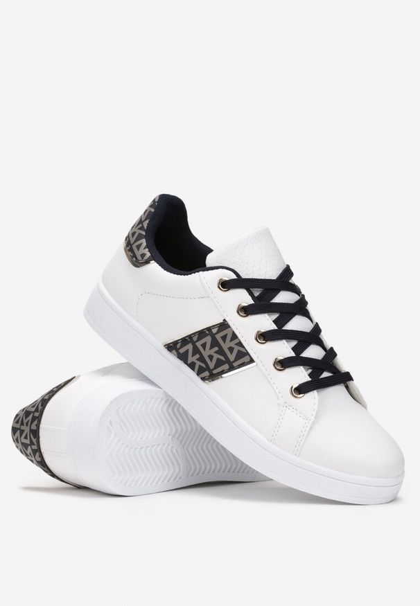 Born2be - Biało-Czarne Sneakersy z Wstawkami Dyvana. Kolor: biały