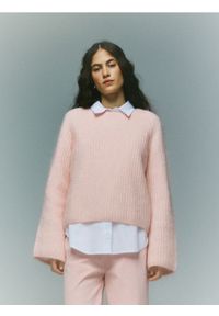 Reserved - Sweter z wełną i moherem - pastelowy róż. Kolor: różowy. Materiał: wełna, moher