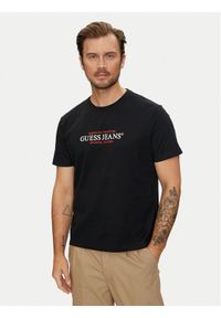 Guess Jeans T-Shirt M4YI42 K8FQ4 Czarny Regular Fit. Kolor: czarny. Materiał: bawełna