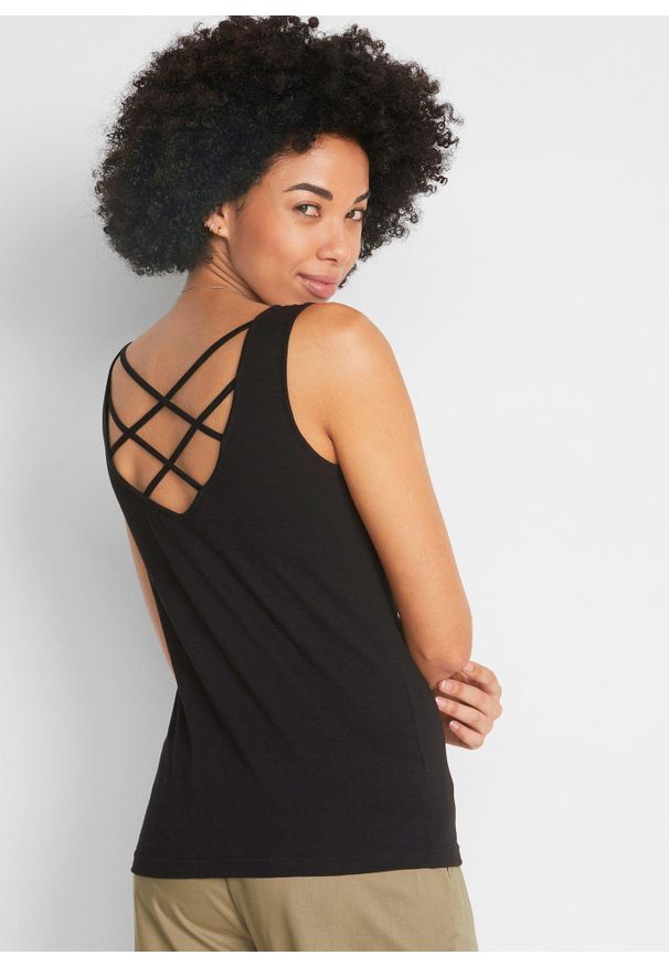 bonprix - Top z dżerseju z czystej bawełny organicznej. Kolor: czarny. Materiał: jersey, bawełna
