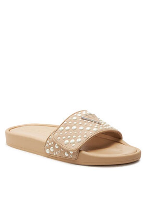 Guess Klapki FLGCAN FAB19 Beżowy. Kolor: beżowy. Materiał: skóra