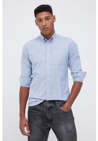 Premium by Jack&Jones - Koszula. Typ kołnierza: button down. Kolor: niebieski. Materiał: tkanina, bawełna. Długość rękawa: długi rękaw. Długość: długie. Wzór: gładki #4