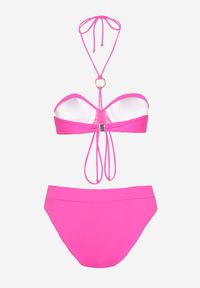 Renee - Fuksjowe Bikini Figi i Usztywniany Biustonosz z Regulowanymi Ramiączkami Ozdobiony Sznurkiem Rosbia. Kolor: różowy. Wzór: aplikacja #3