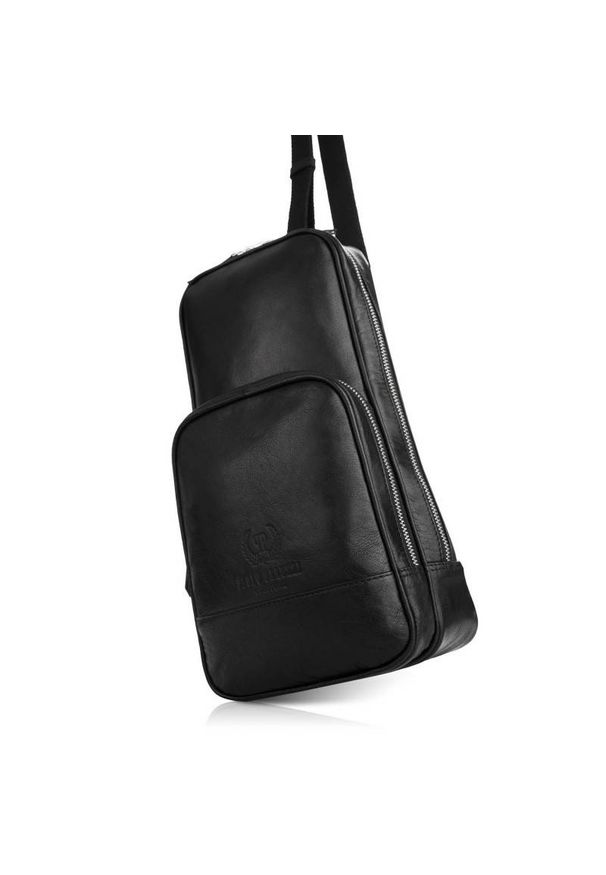 Skórzany plecak na jedno ramię PAOLO PERUZZI IN-51-BL czarny. Kolor: czarny. Materiał: skóra