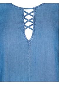 Zizzi Bluzka V90120L Niebieski Regular Fit. Kolor: niebieski. Materiał: lyocell #6