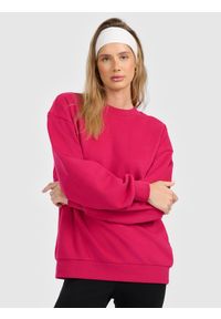 4f - 4F Bluza dresowa nierozpinana bez kaptura damska - różowa XS. Okazja: na co dzień, na spacer. Typ kołnierza: bez kaptura. Kolor: różowy. Materiał: dresówka. Styl: casual, sportowy. Sport: fitness, turystyka piesza #1